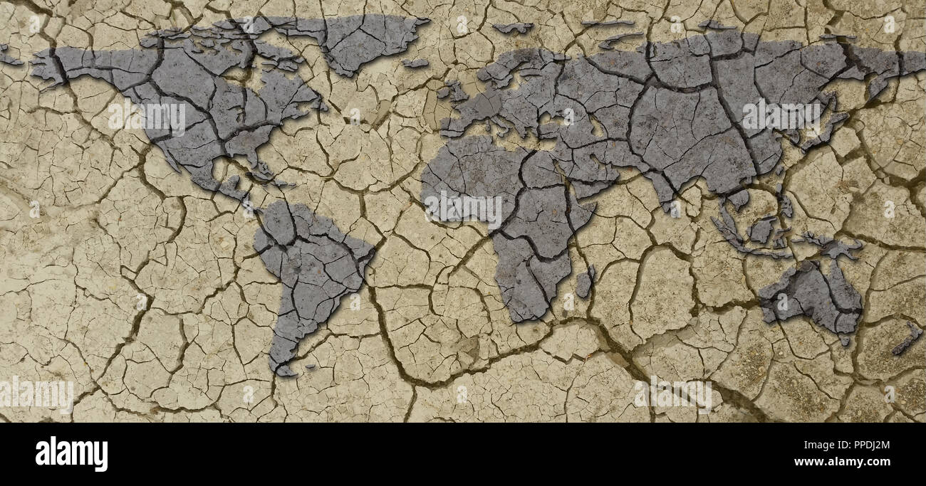 Carte de la terre aride séchées bannière Concept avec la boue craquelée par la sécheresse Banque D'Images