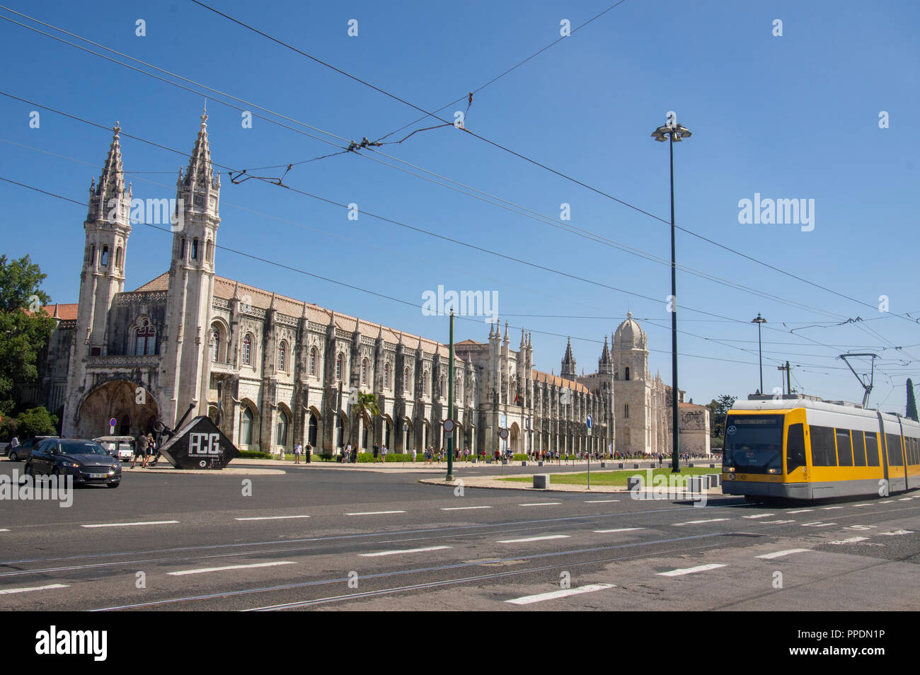 En tram avant de monastère des Hiéronymites Jeronimos, portugais, Belém, Lisbonne , Portugal Banque D'Images