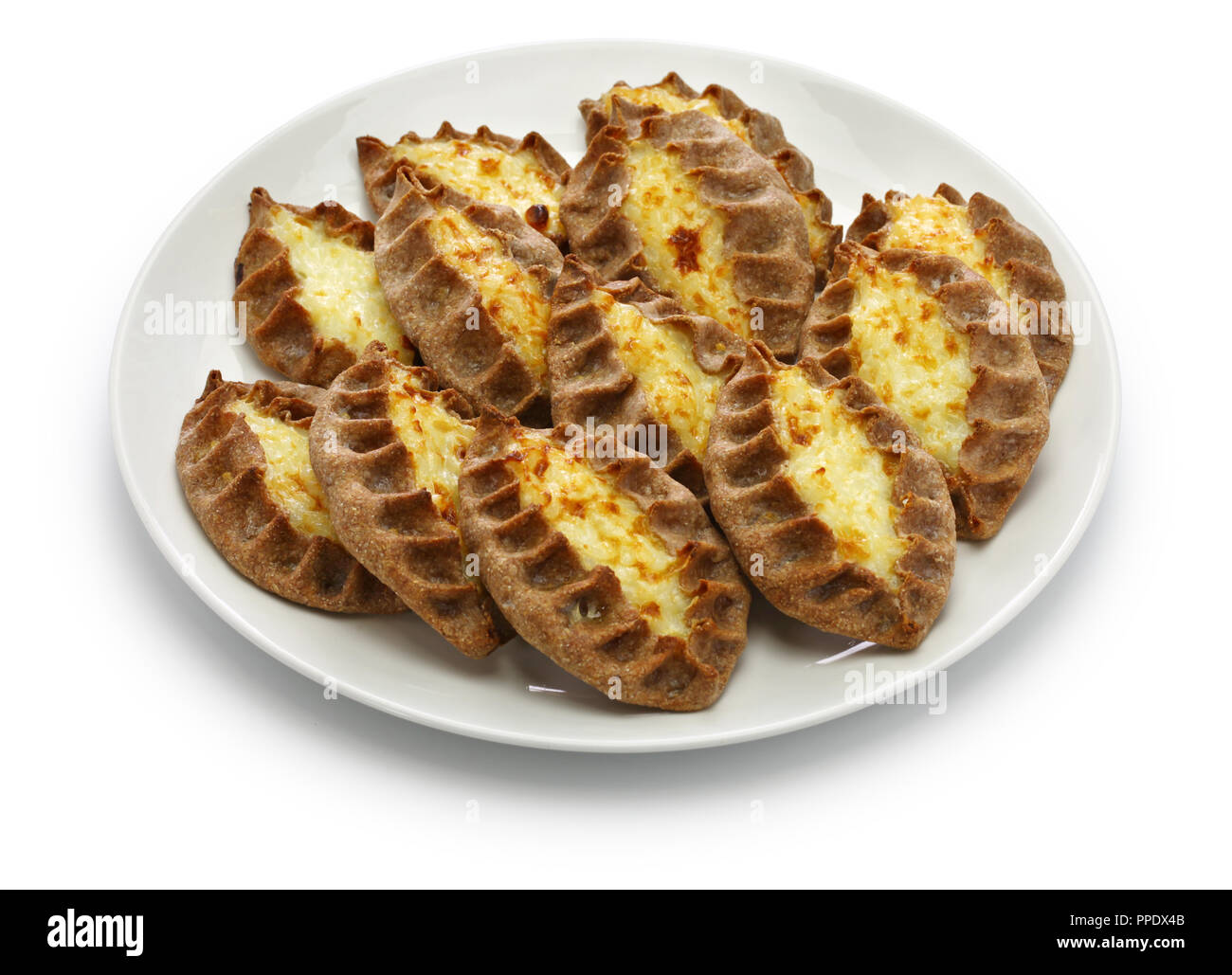 Karjalanpiirakka, tarte, Carélie finlandaise, la Finlande petit-déjeuner Banque D'Images