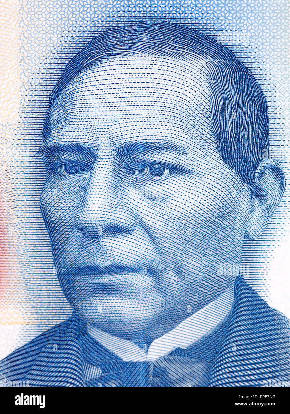 Benito Pablo Juárez García portrait de l'argent mexicain Banque D'Images