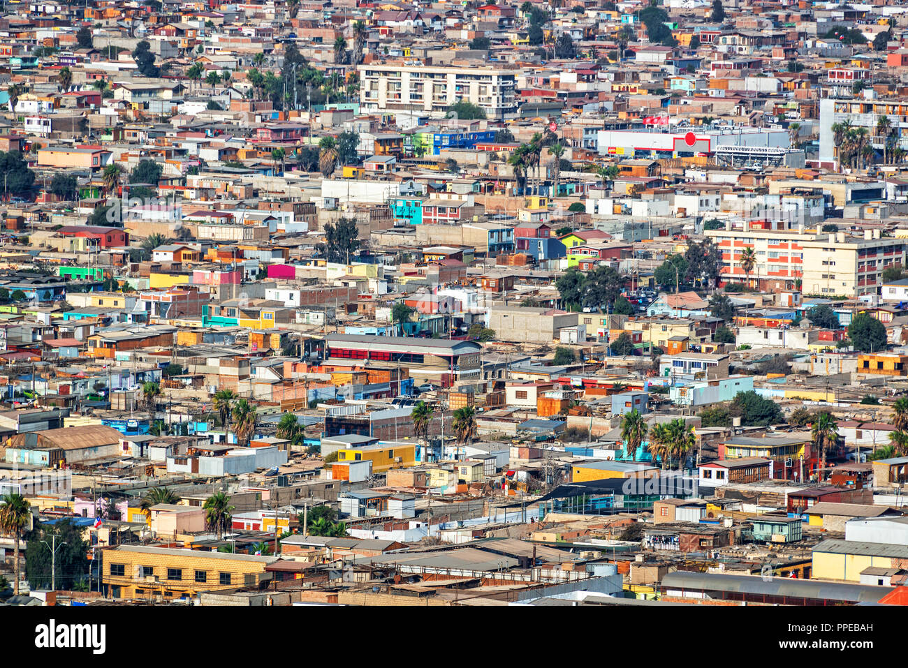 Vue aérienne de la ville d'Arica, Chili Banque D'Images