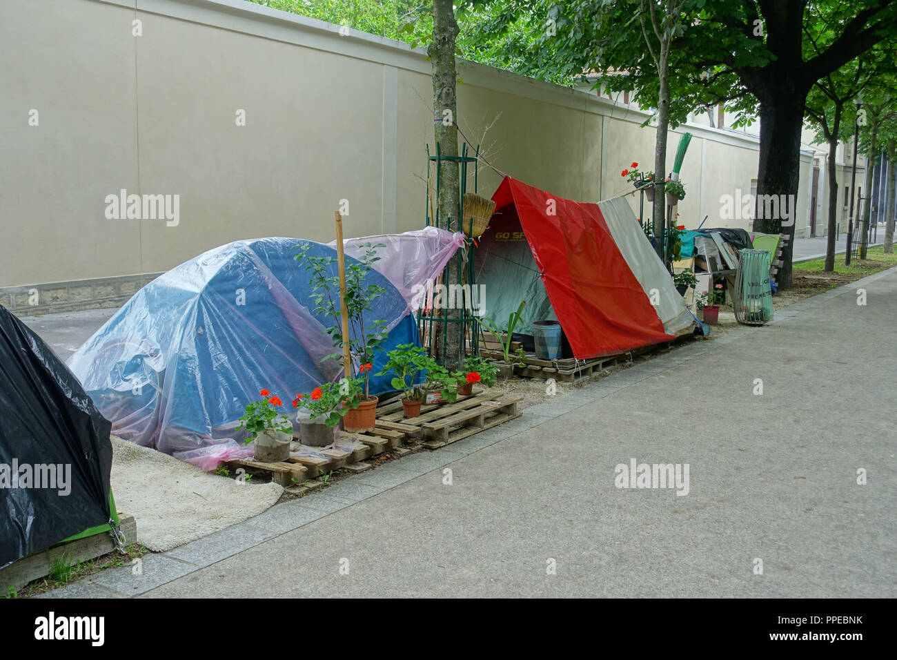 Paris, Zelte von Obdachlosen - Paris, les sans-abri, des tentes Banque D'Images