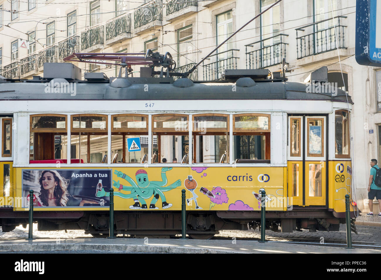 Tramway à Lisbonne. Portugal Banque D'Images