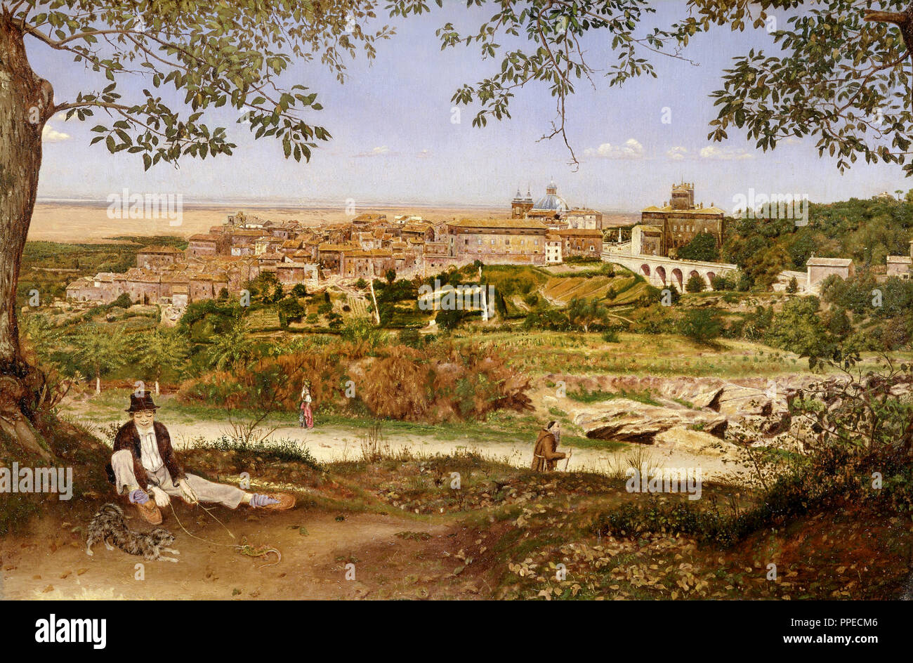 John William Inchbold - Ariccia, près de Rome, Italie. 1860 Huile sur panneau. Yale Center for British Art, New Haven, USA. Banque D'Images