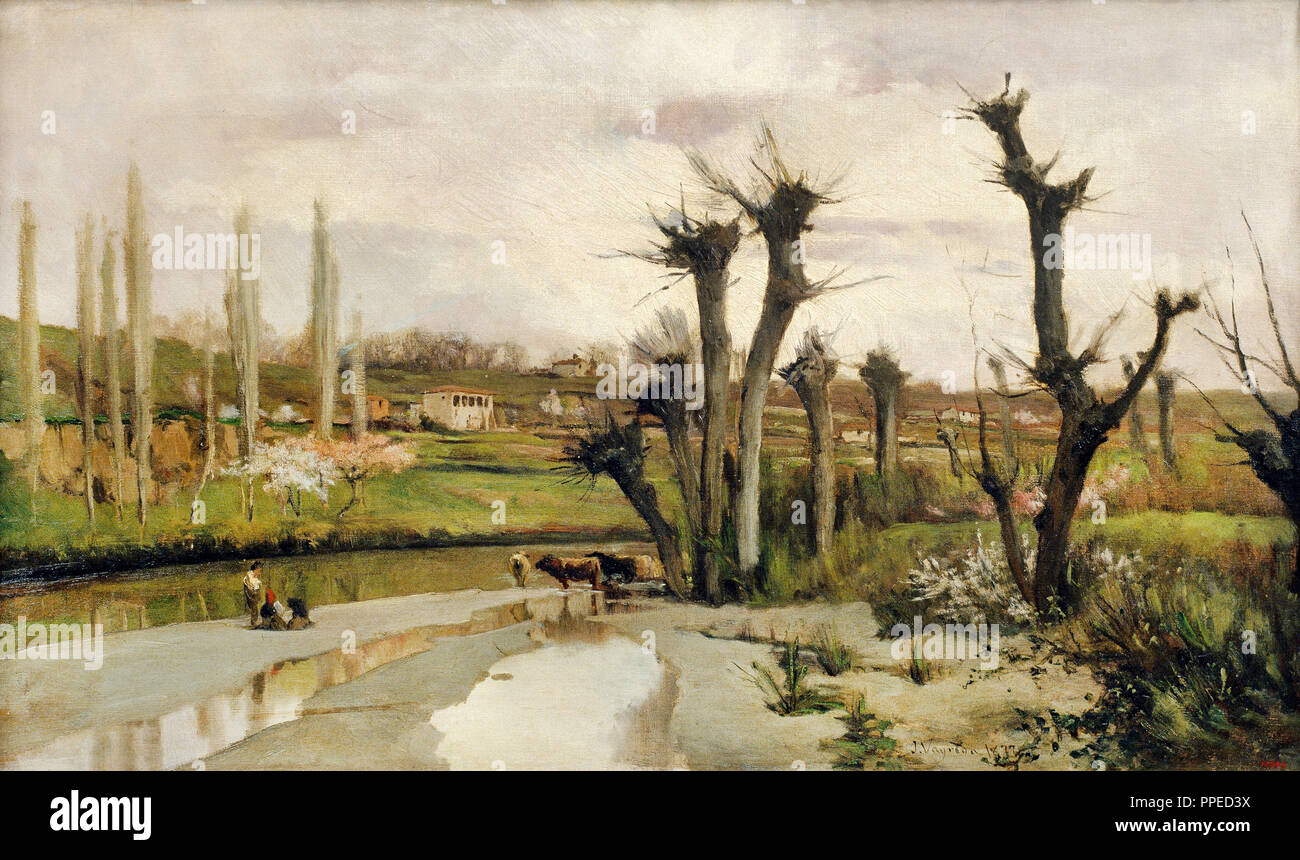 Joaquim Vayreda i Vila - Le début du printemps. 1877 Huile sur toile. Museu Nacional d'Art de Catalunya, Barcelone, Espagne. Banque D'Images