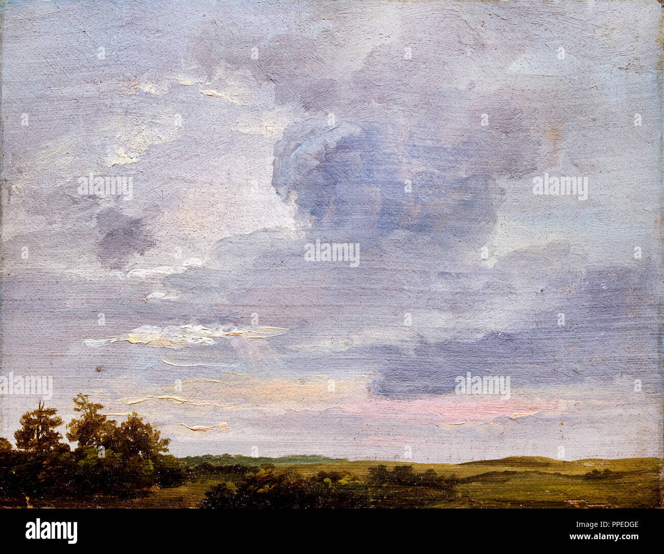 Johan Christian Dahl - Étude nuage paysage plat de plus de 1837 huile sur papier. Galerie nationale de la Norvège, Oslo, Norvège. Banque D'Images