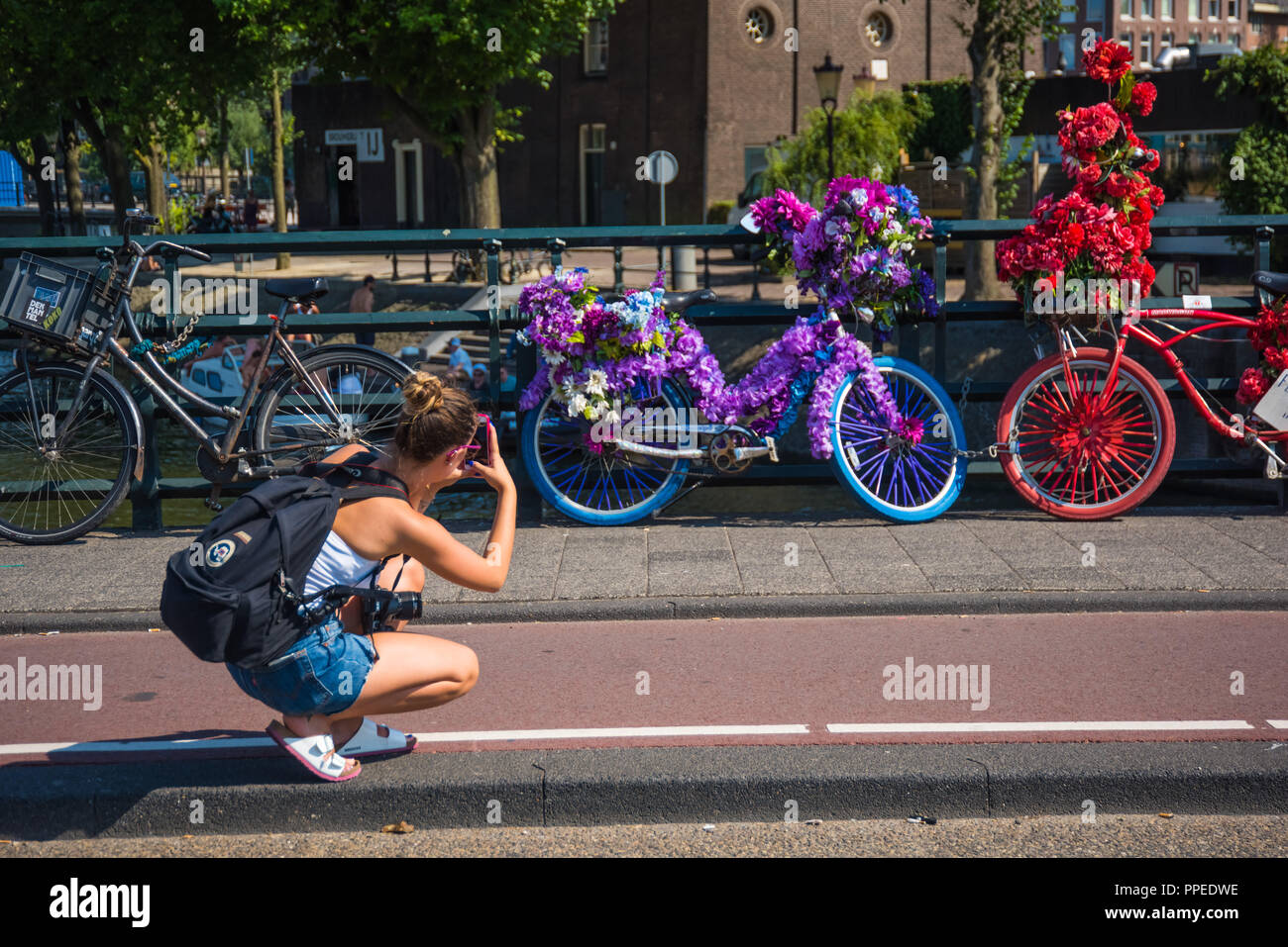 Amsterdam, geschmückte Fahrräder - Amsterdam, des vélos décorés Banque D'Images