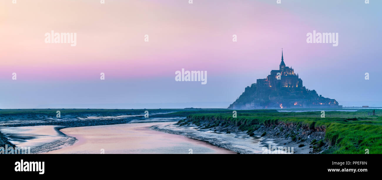 Le Mont Saint Michel, une île célèbre en Normandie, France Banque D'Images