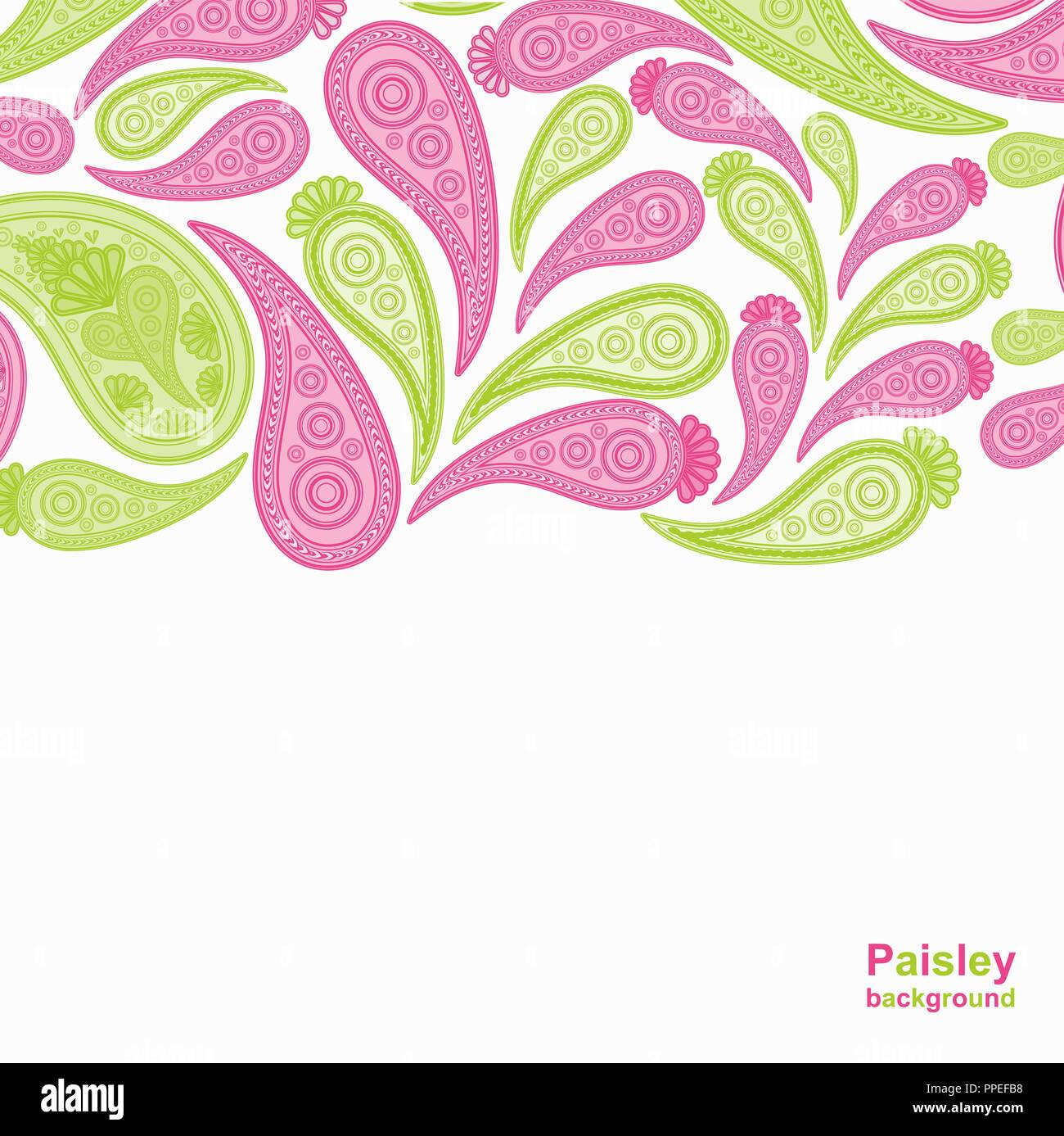 Paisley rose et vert, floral background vector abstract design pattern, l'ornement de l'art indien. Illustration de Vecteur