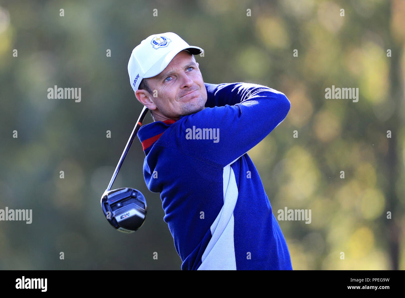 L'équipe de Justin Rose au cours de l'aperçu de la deuxième journée de la Ryder Cup au Golf National, Saint-Quentin-en-Yvelines, Paris. Banque D'Images