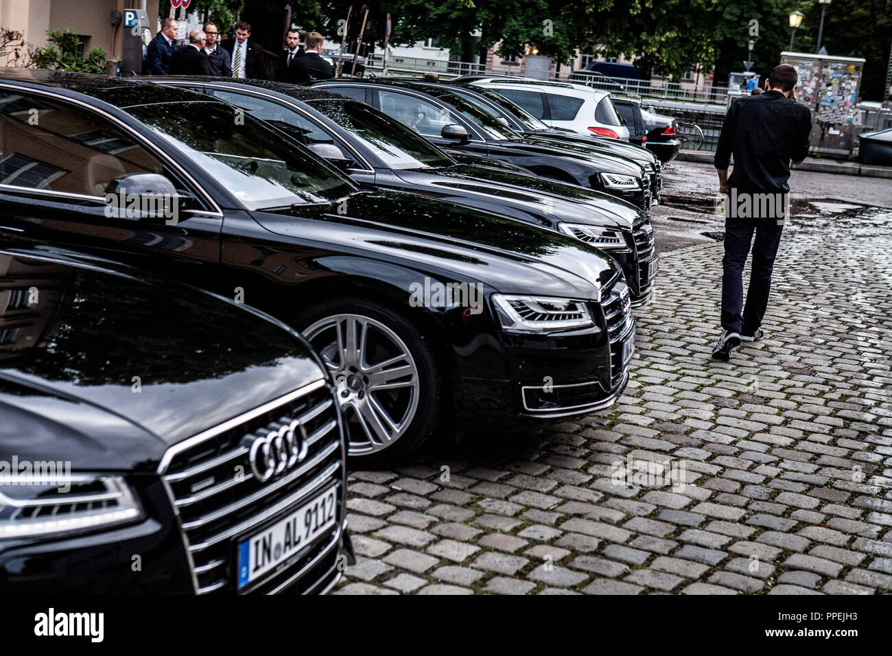 Limousines Audi garée à l'Audi Director's Cut Réception au Festival des films sur l'île de Prater. Banque D'Images