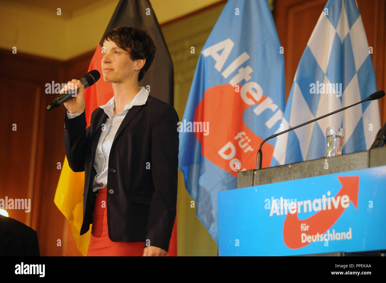 Frauke Petry, président du parti de l'AfD, lors d'une réunion de l'AfD-Kreisverband Muenchen Ost (direction générale de l'AfD est de Munich) dans le Hofbraeukeller. Banque D'Images