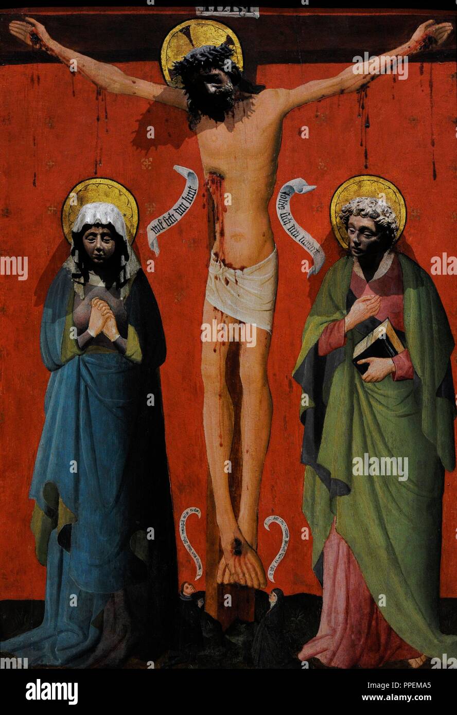 Cologne, ca.1425-1435. Le Christ sur la croix entre Marie et Jean. Musée Wallraf-Richartz. Cologne. L'Allemagne. Banque D'Images