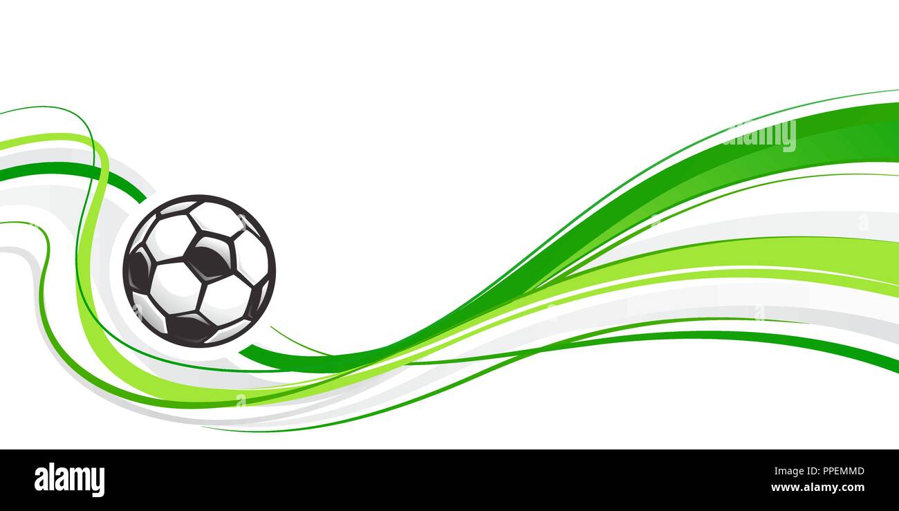 Résumé fond Soccer avec ballon et vagues vertes. Résumé de l'élément de conception de football de l'onde. Ballon de football. Fond ondulé vert. Illustra vecteur Illustration de Vecteur