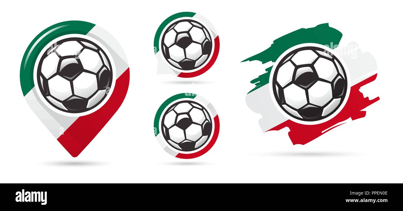 Vector icons mexicaine de football. Buts de soccer. Ensemble d'icônes de football. Pointeur de carte de football. Ballon de football. Soccer ball vector signe. Marquer un but Illustration de Vecteur