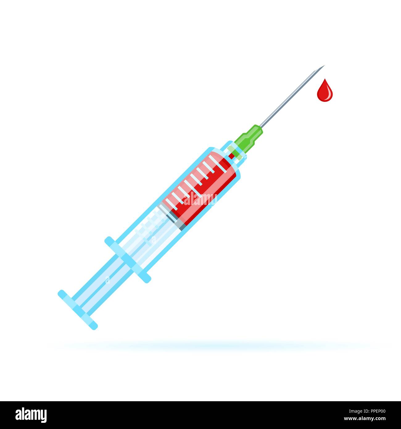 Seringue médicale avec une goutte de sang de vector illustration isolé sur fond blanc Illustration de Vecteur