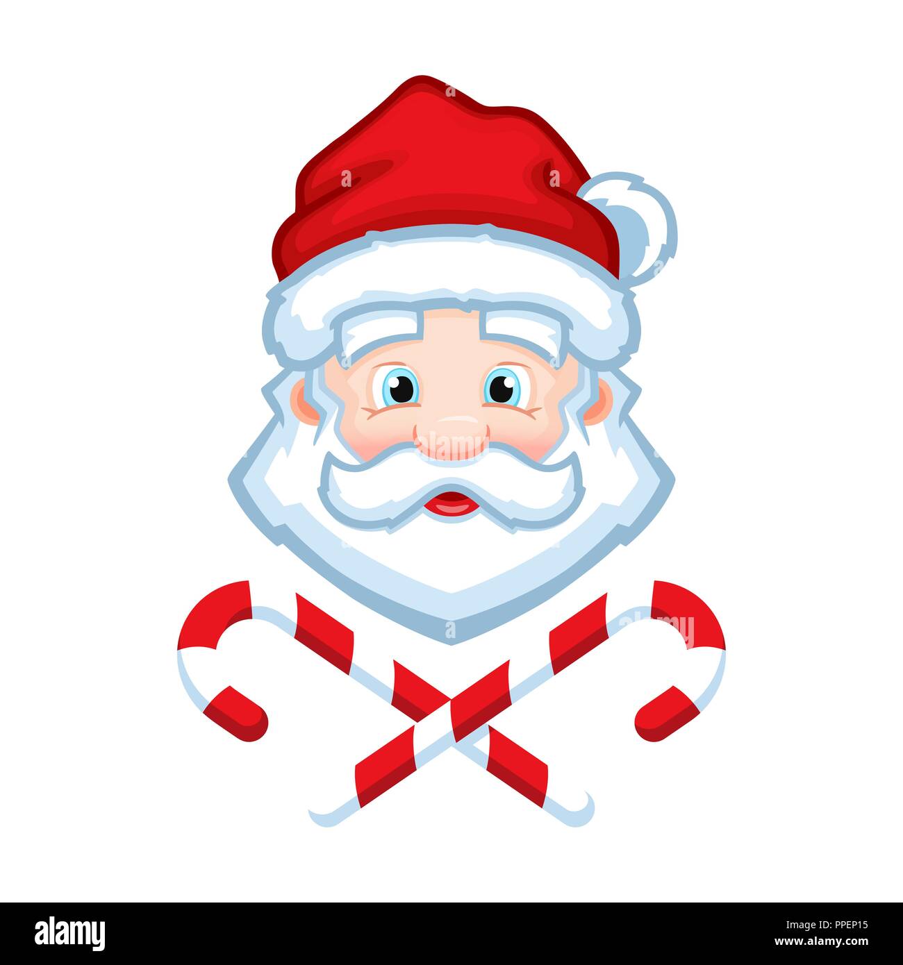 Santa Claus face avec Candy Cane cartoon vector illustration Illustration de Vecteur