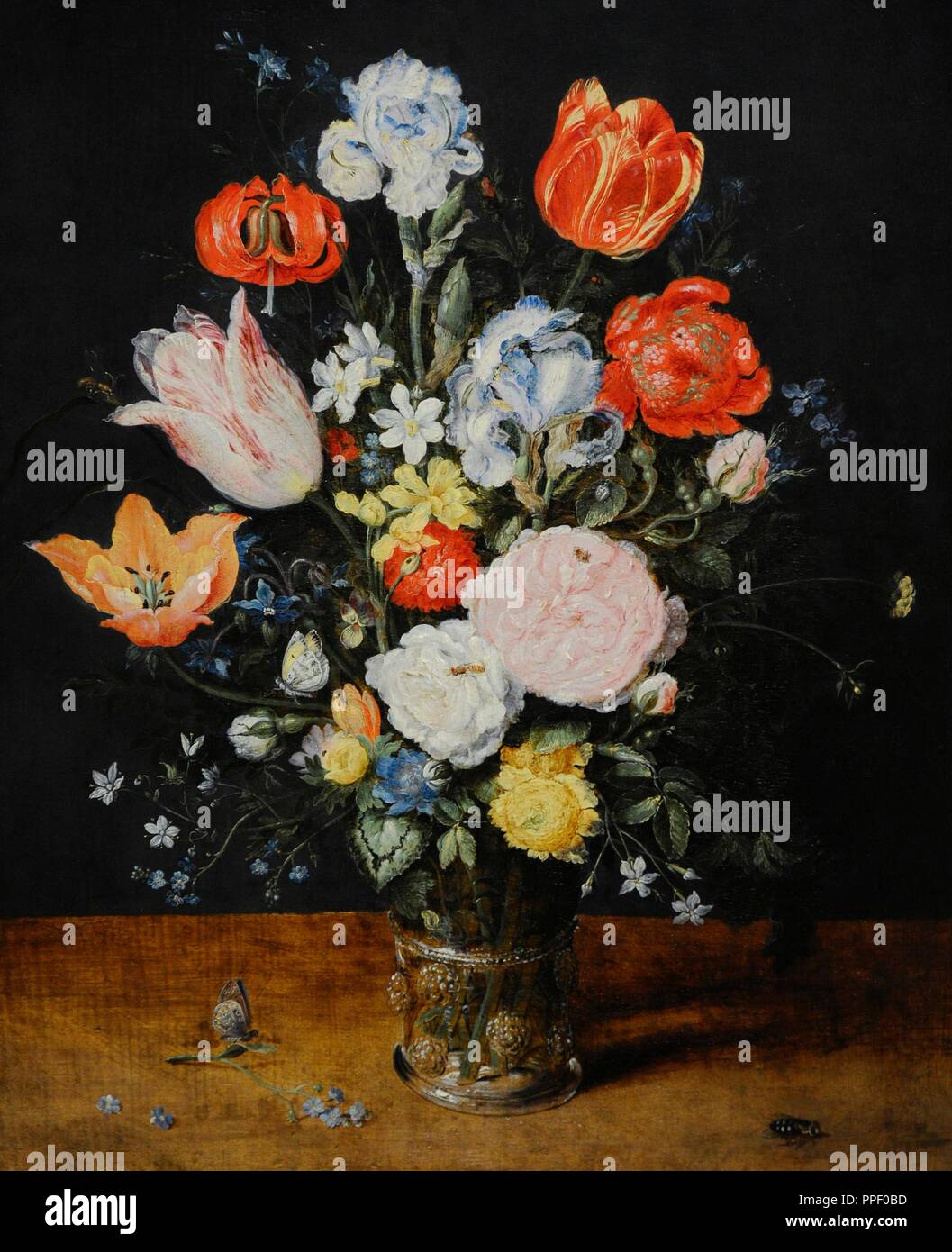 Jan Brueghel l'ancien (1568-1625). Peintre flamand. Bouquet de fleurs dans un bécher en verre, après 1608. Musée Wallraf-Richartz. Cologne. L'Allemagne. Banque D'Images