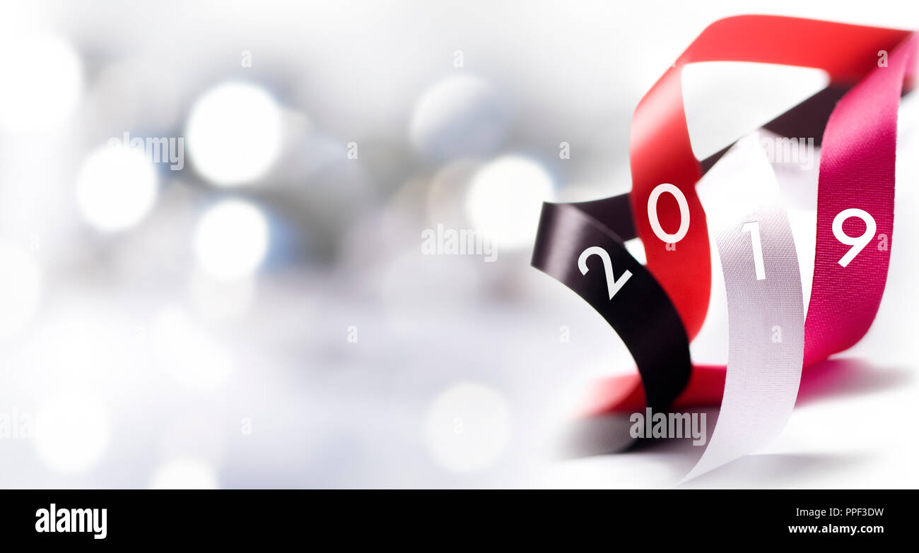 Art Noël, Nouvel An 2019 et les vacances de décoration lumière sur fond flou Banque D'Images