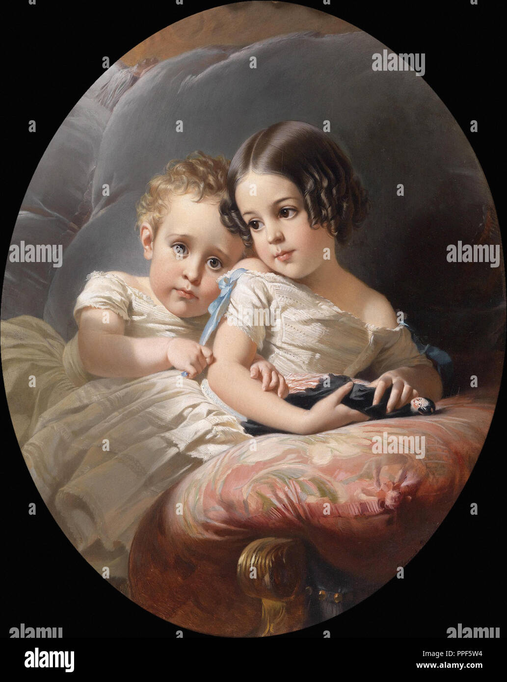 Edouard Louis Dubufe - Portrait de deux enfants Banque D'Images