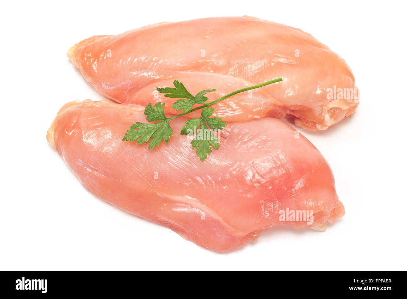 Filet de poitrine de poulet crues isolated on white Banque D'Images