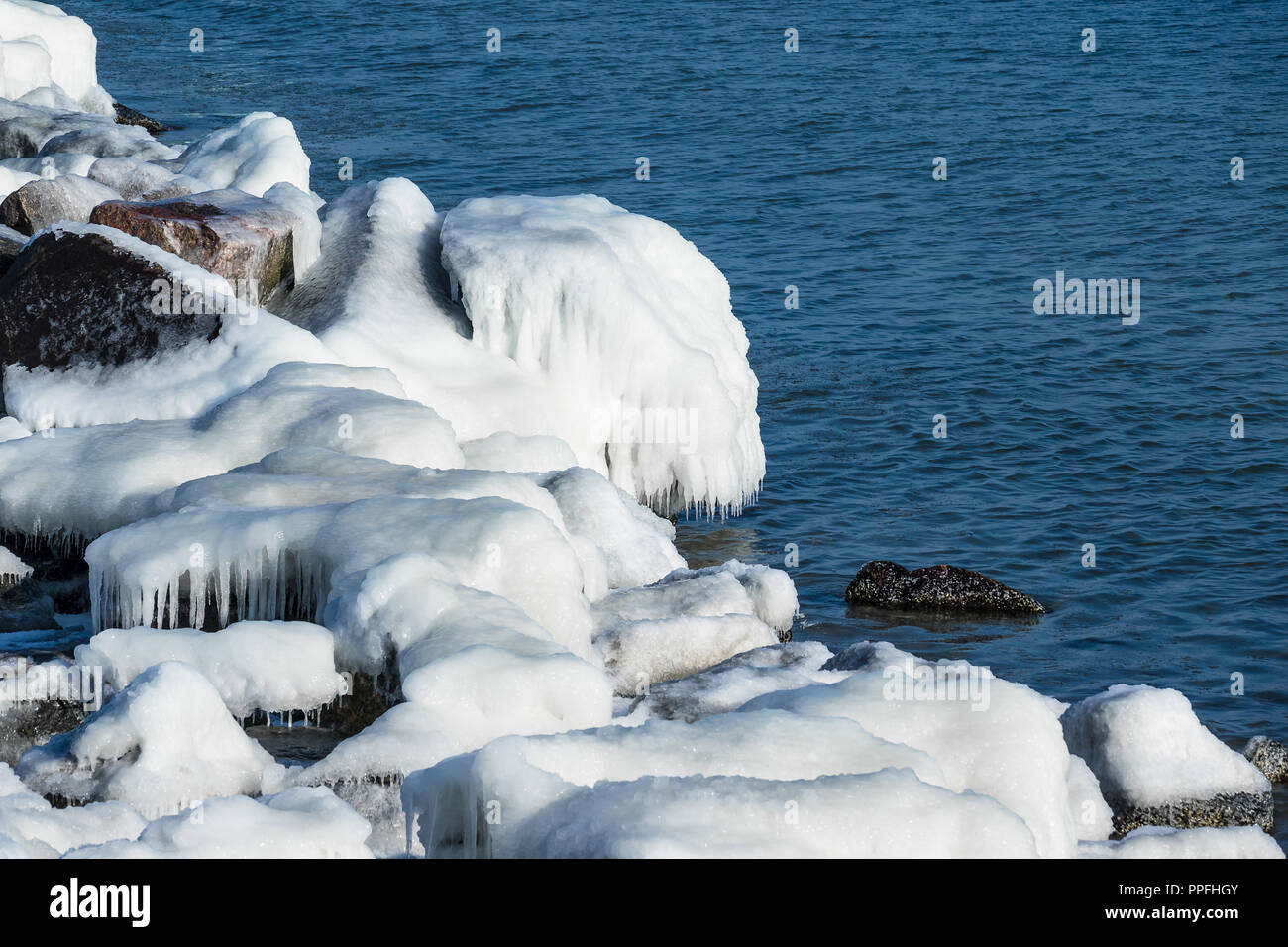 Mole en hiver dans la région de Rostock, Allemagne. Banque D'Images