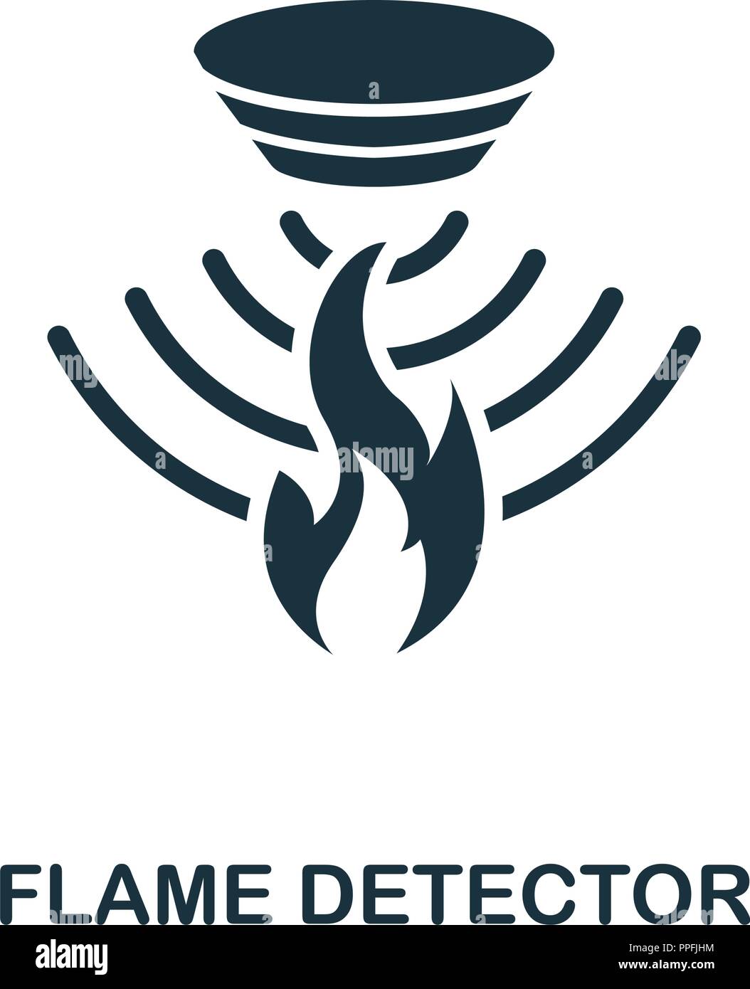 L'icône du détecteur de flamme. Design style monochrome des capteurs collection. UX et l'interface utilisateur. Détecteur de flamme parfaite Pixel icône. Pour la conception web, applications, logiciels, communication Illustration de Vecteur