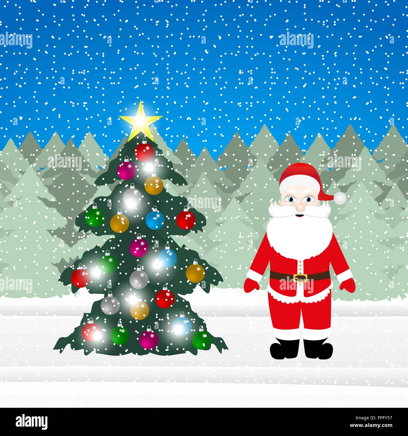 Le Père Noël et de décorations de Noël Illustration de Vecteur