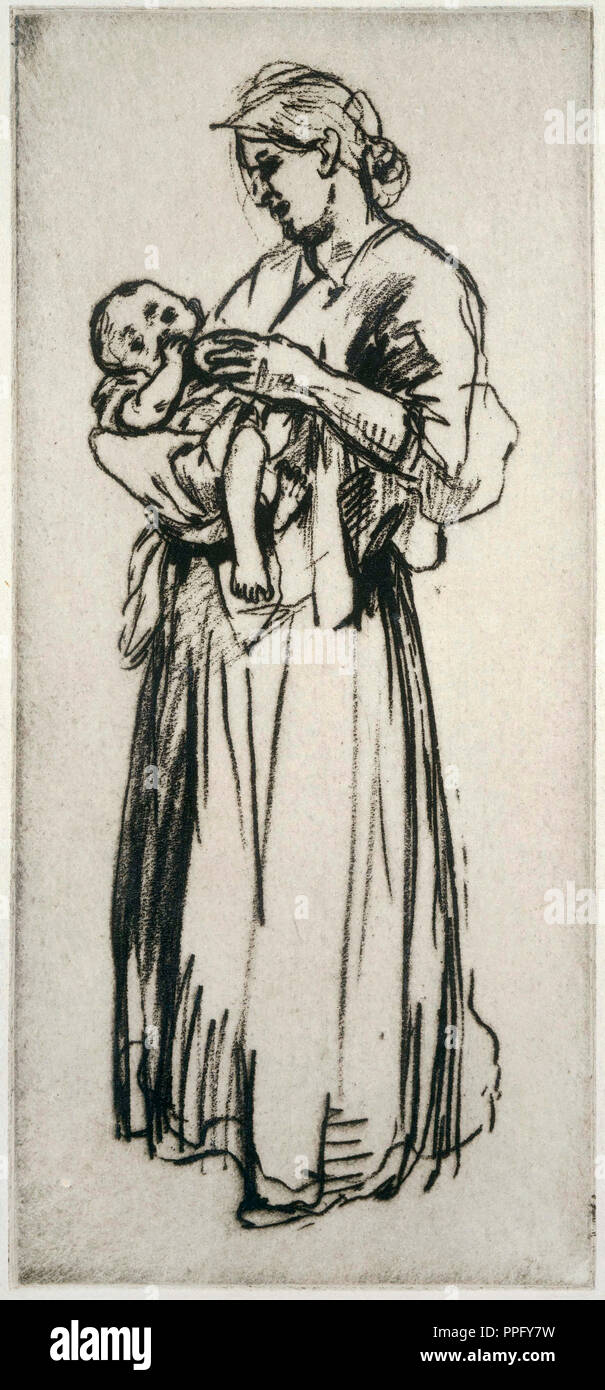 Jerome Myers, Mère et enfant. Sans date. Gravure sur papier. Phillips Collection, Washington, D.C., USA. Banque D'Images