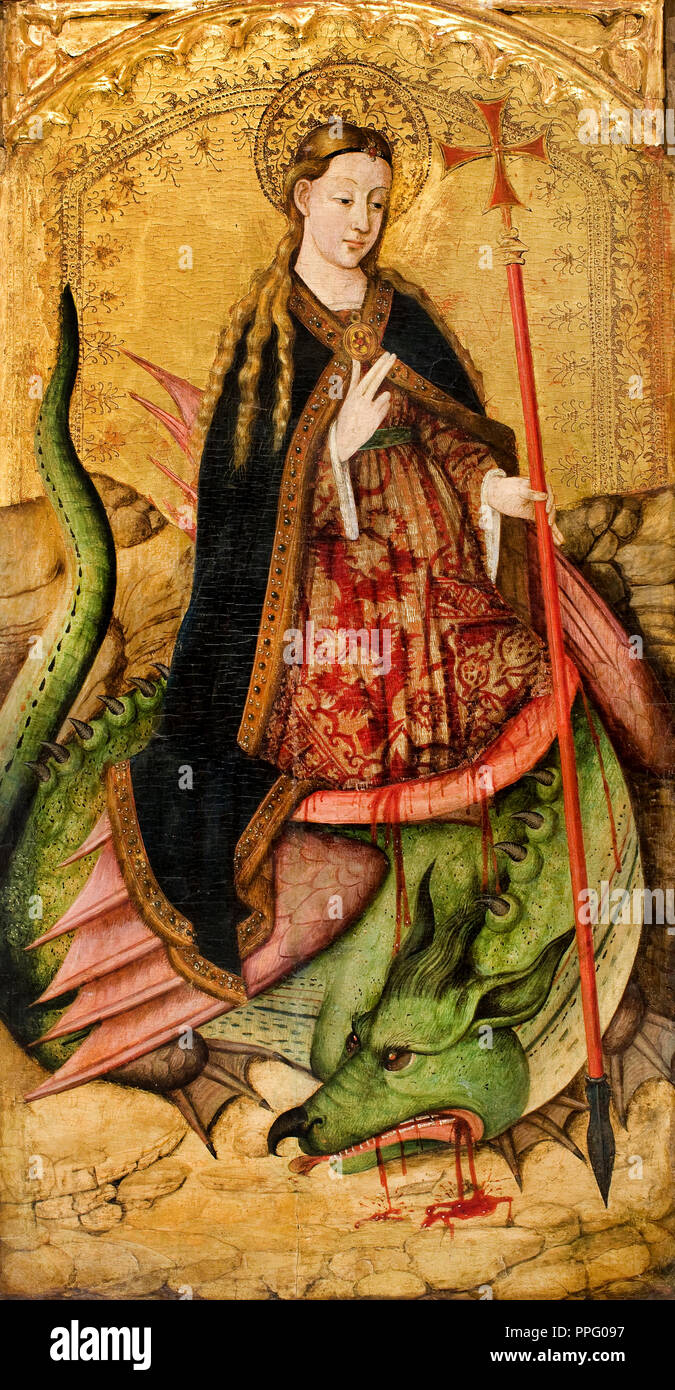 Joan Reixach - Sainte Marguerite. Circa 1456. Tempera, huile et feuille d'or sur bois. Museu Nacional d'Art de Catalunya, Barcelone, Espagne. Banque D'Images