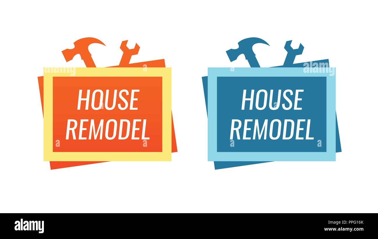 Rénovation maison, Style Logo pour Accueil Service de rénovation Illustration de Vecteur