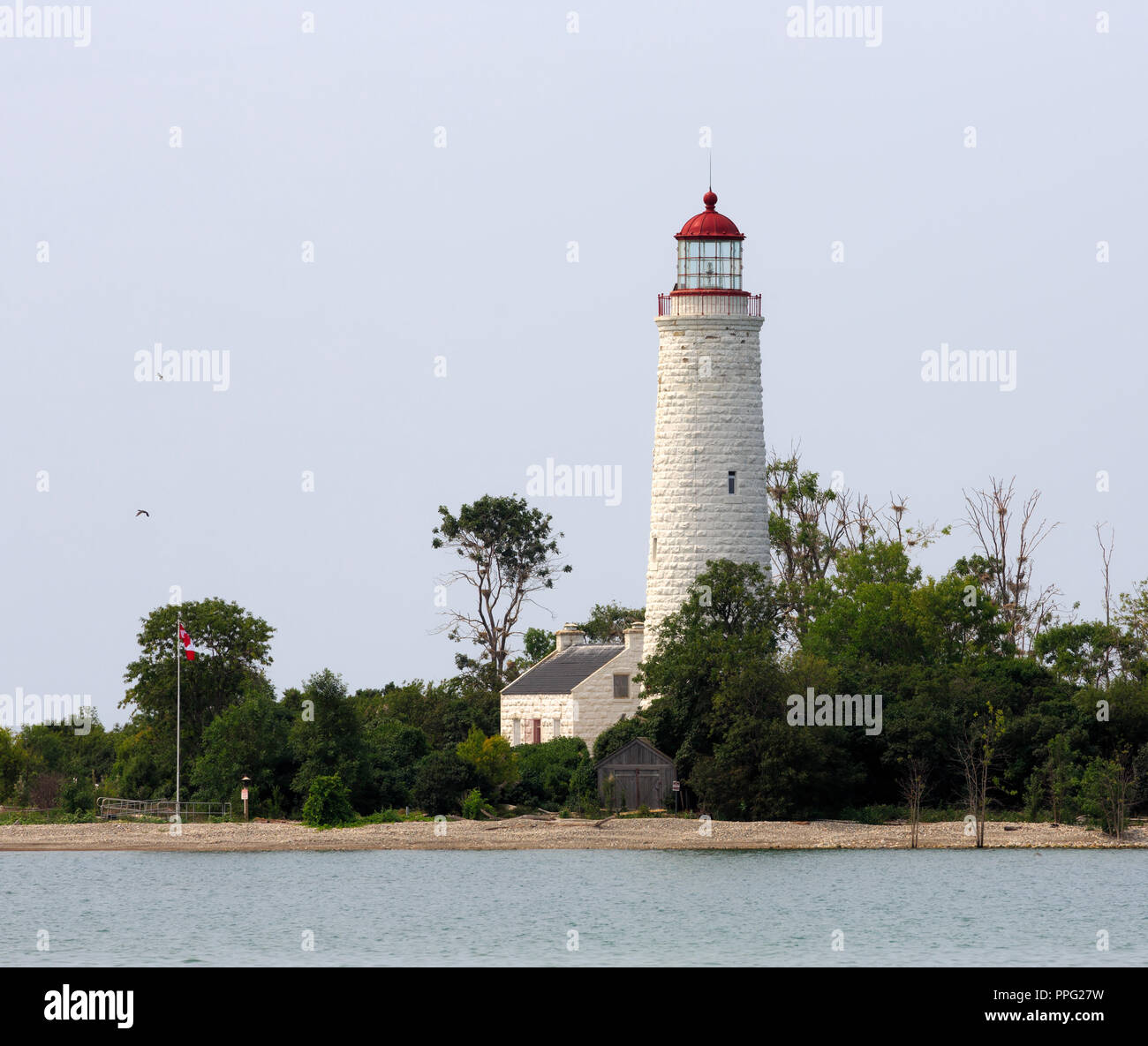 Le phare de l'île Chantry et Lightkeeper's Cottage, le lac Huron, Ontario Banque D'Images