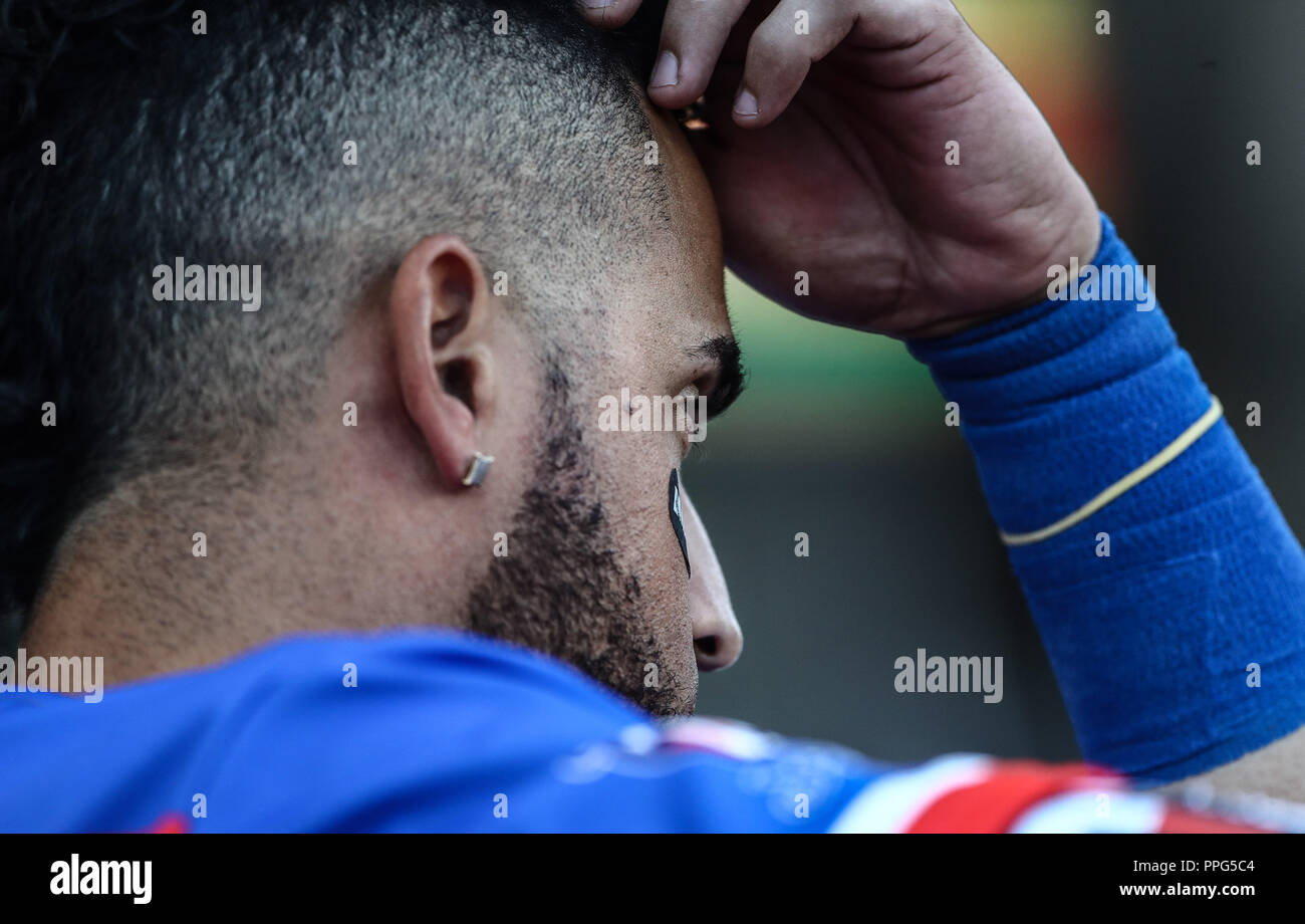 .. . Acciones, durante el partido de beisbol entre Criollos de Caguas de Puerto Rico contra las Águilas Cibaeñas de Republica Dominicana, durante la S Banque D'Images