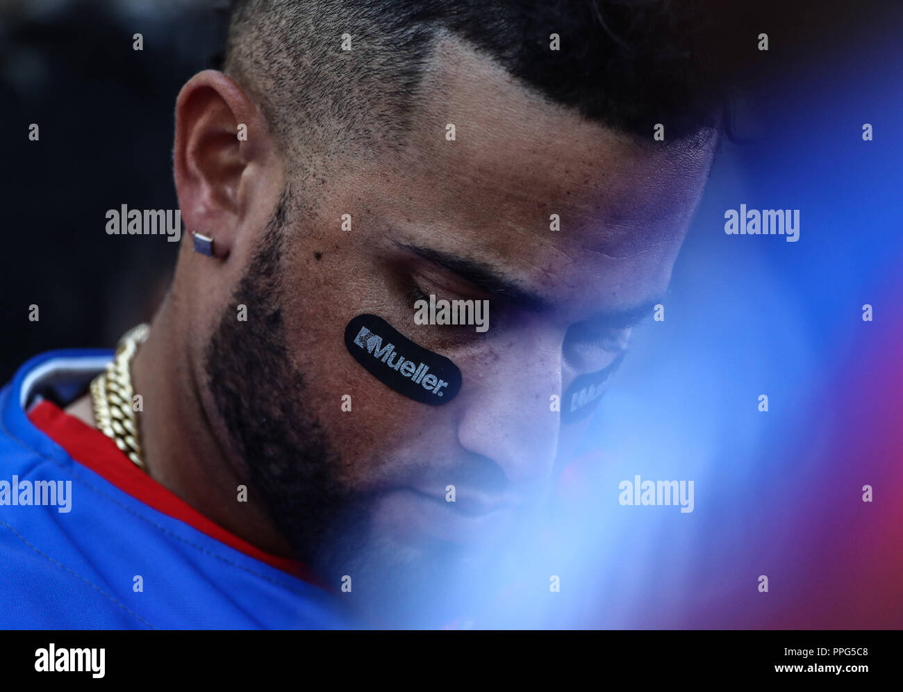 .. . Acciones, durante el partido de beisbol entre Criollos de Caguas de Puerto Rico contra las Águilas Cibaeñas de Republica Dominicana, durante la S Banque D'Images