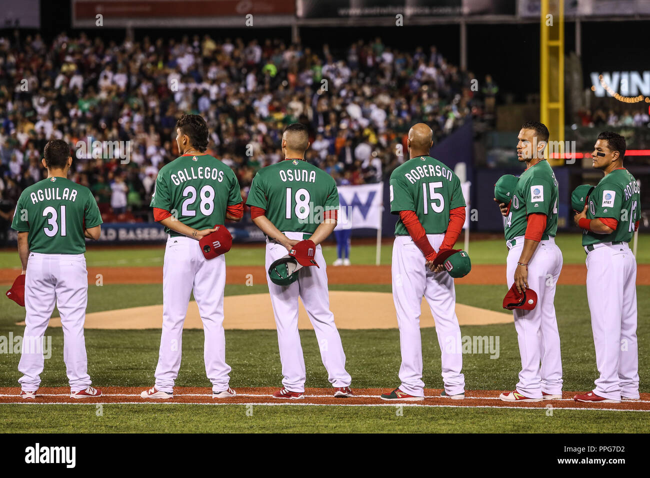 L'équipe du Mexique. Equipo de Mexico. Miguel Aguilar (31), Giovani Gallegos (28), Roberto Osuna (18), Chris Roberson , Xorge Carrillo (14), de nombreux Rodriguez Banque D'Images