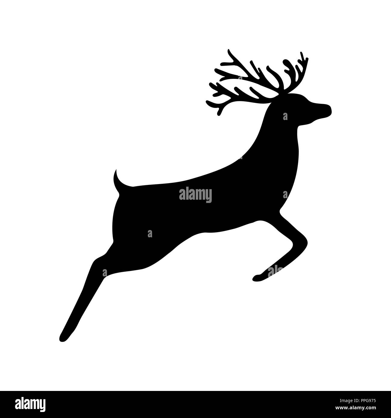 Silhouette de renne de Noël sur fond blanc, vector Illustration de Vecteur