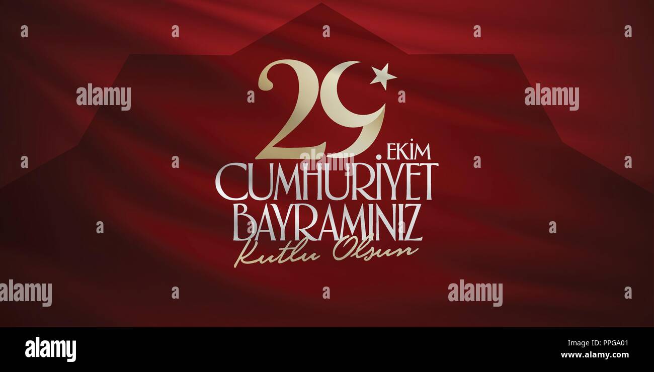 29 ekim Cumhuriyet Bayrami. 29 octobre Journée de la République de Turquie et la Fête nationale, la conception de carte de voeux. 29 Ekim Cumhuriyet Bayraminiz Kutlu Olsun. Illustration de Vecteur