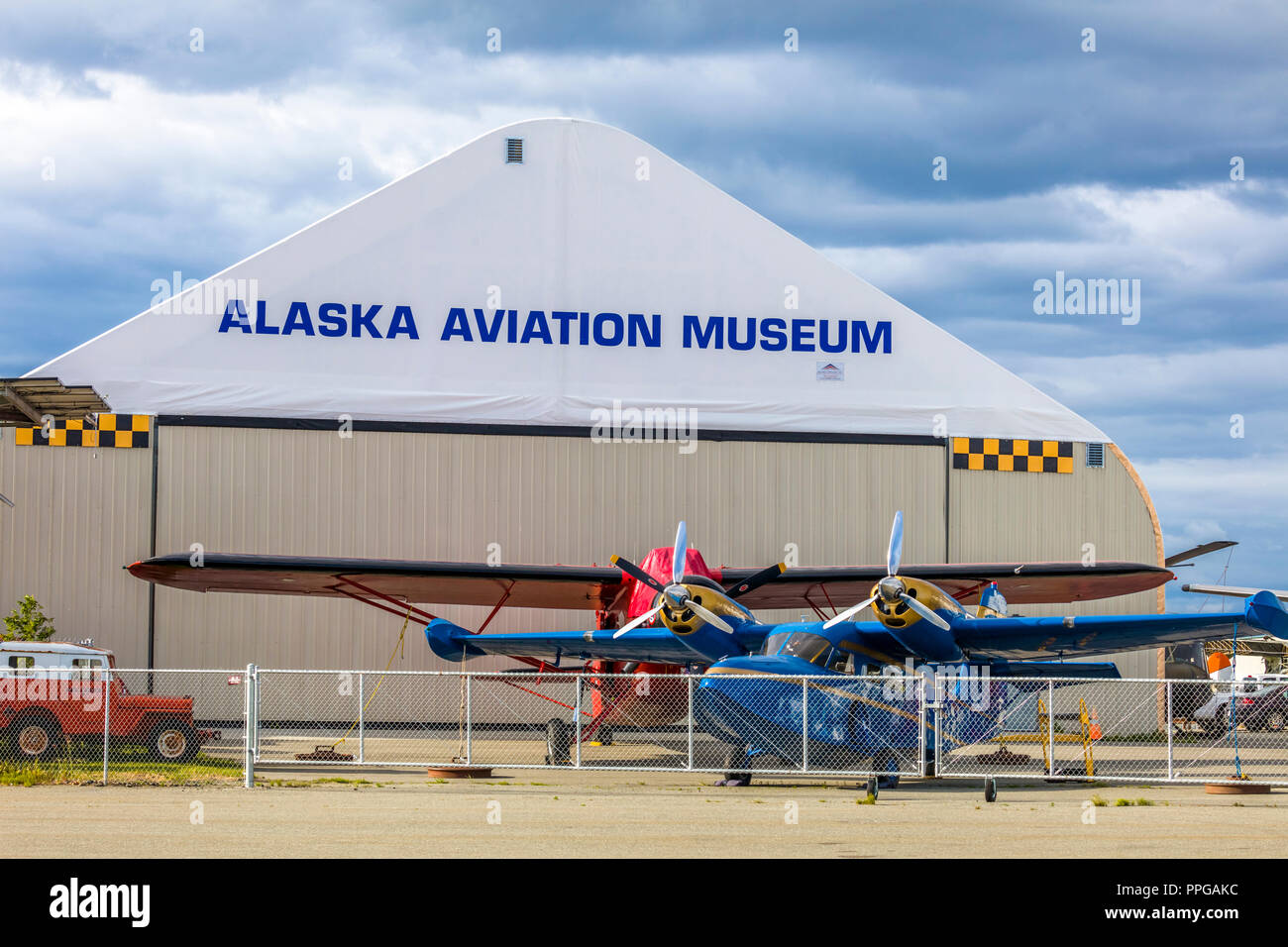 Exteriorr vues de l'Alaska Aviation Museum situé sur le lac des Bois à Anchorage Alaska Banque D'Images