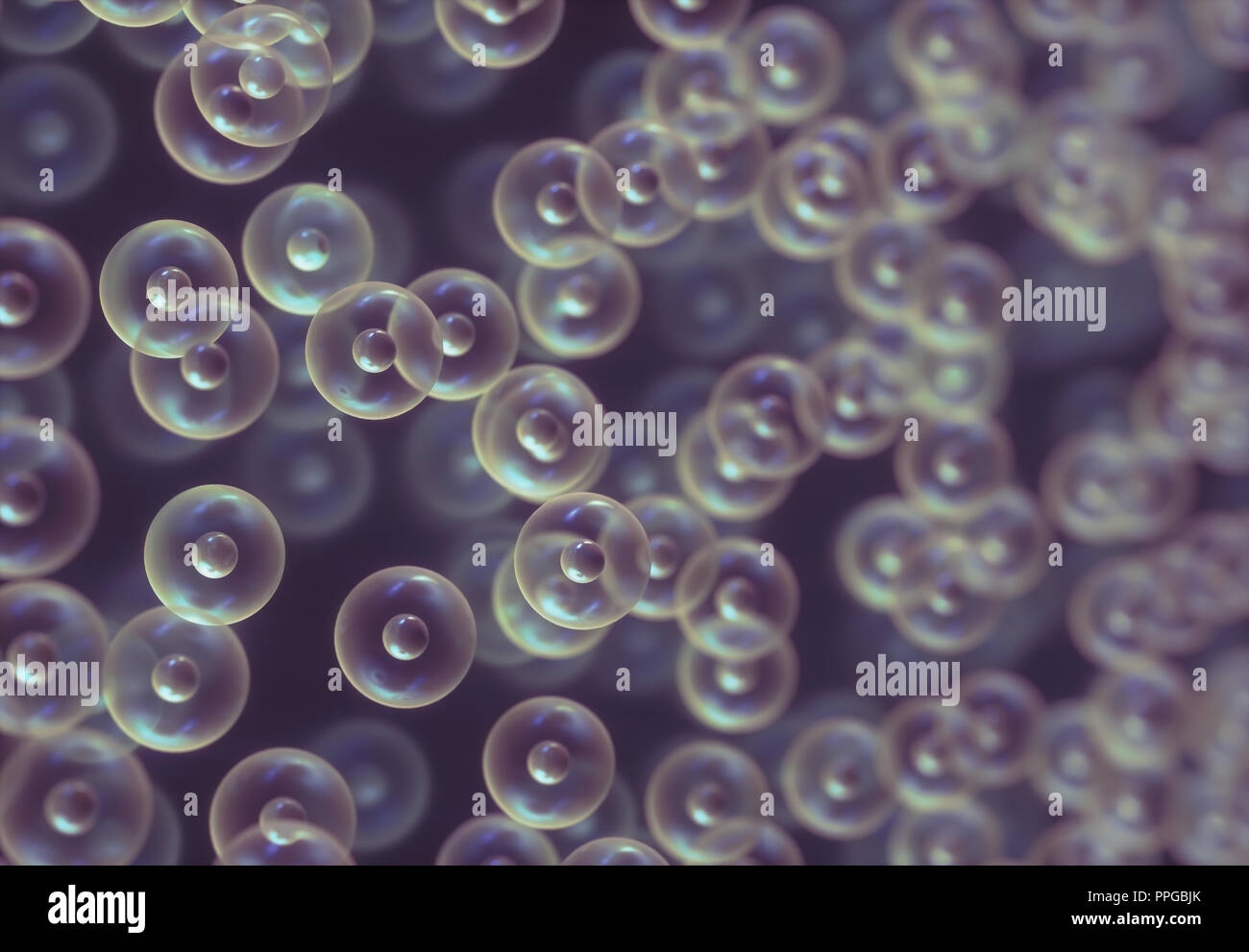 Image abstraite de sphères interconnectées dans science concept. La biologie moléculaire, cellulaire structure scientifique. Banque D'Images