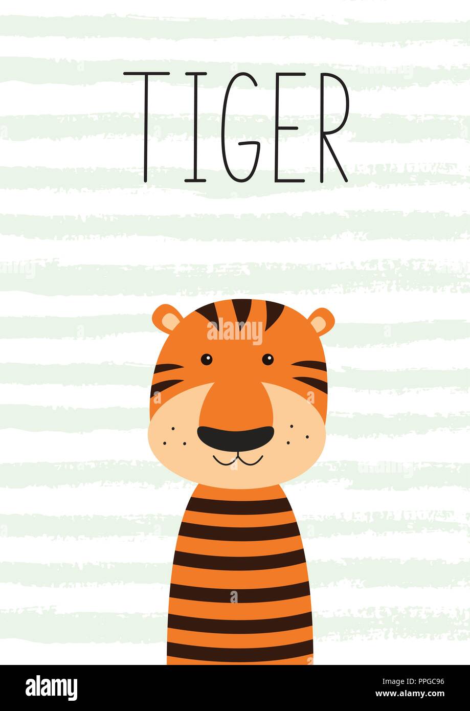 Cute little tiger. Poster, carte pour les enfants Illustration de Vecteur