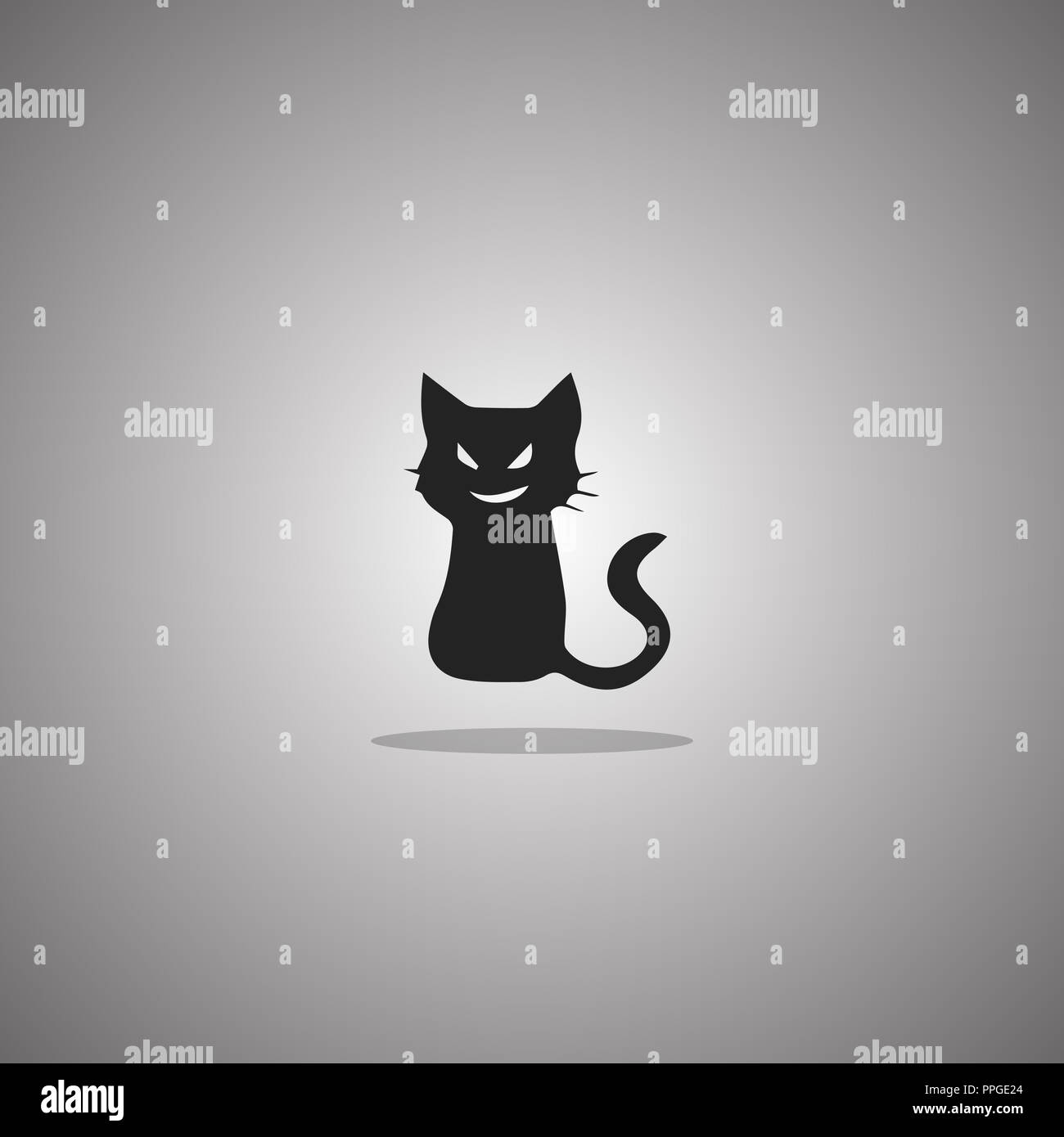 Silhouette de chat sourire. illustration. Isolé sur fond blanc. Banque D'Images