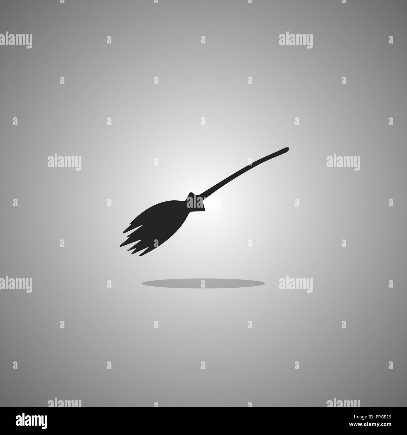 Balai sorcière Halloween. illustration. Fond gris avec gradient. Banque D'Images