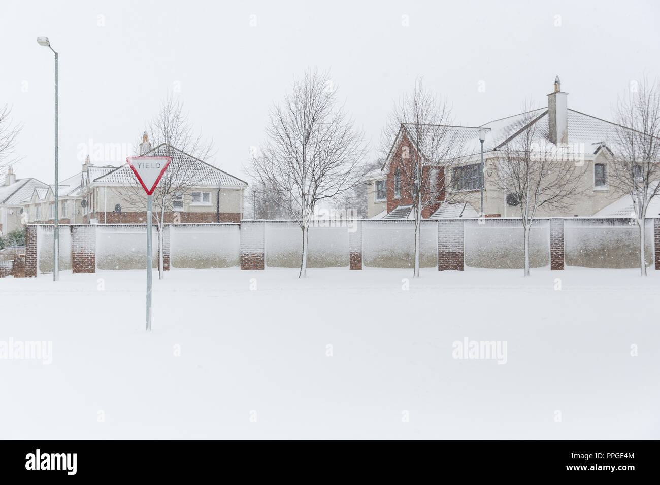 Offres et demandes de logement en neige à Celbridge, comté de Kildare, Irlande Banque D'Images