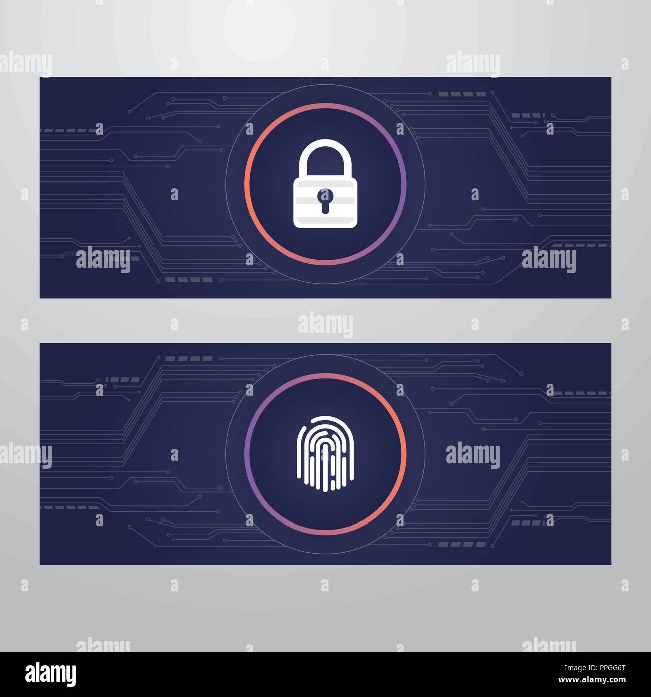 Verrou de sécurité cybernétique - Finger Print Template Design Carte d'accès Illustration de Vecteur