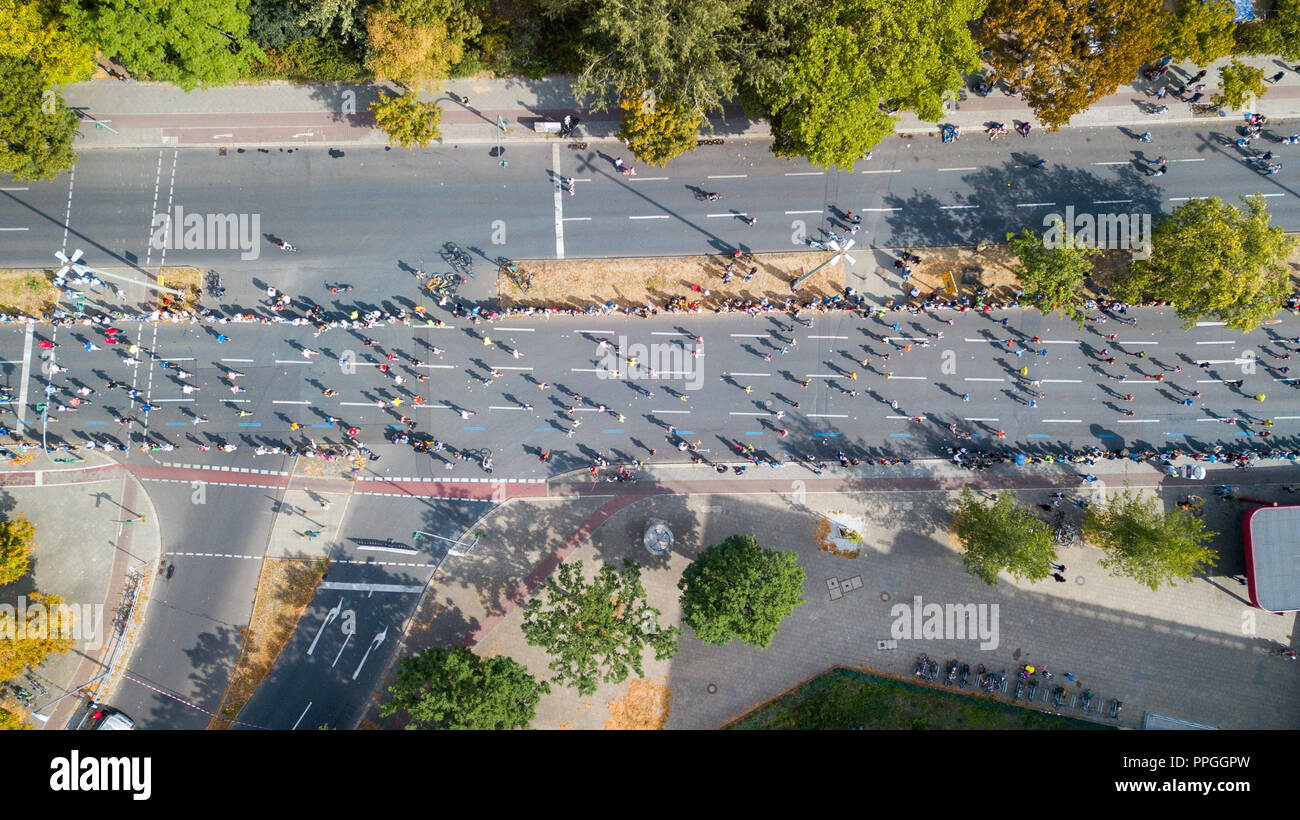 Vue aérienne de Marathon de Berlin 2018, Berlin, Allemagne Banque D'Images