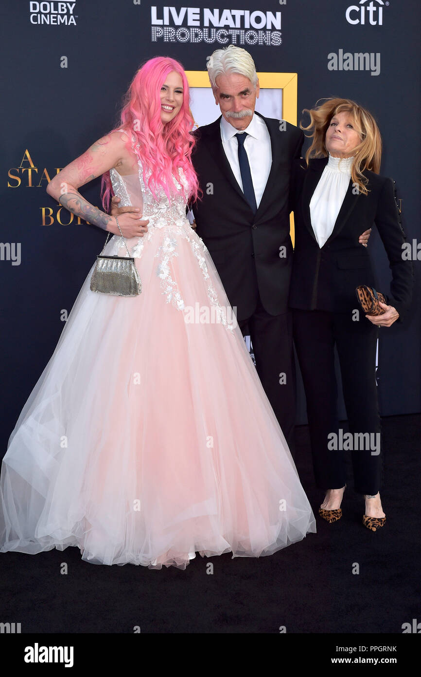 Cleo Cole Elliott, Sam Elliott et Katharine Ross assistant à l 'une étoile est née' premiere Au Shrine Auditorium le 24 septembre 2018 à Los Angeles, Californie. Banque D'Images