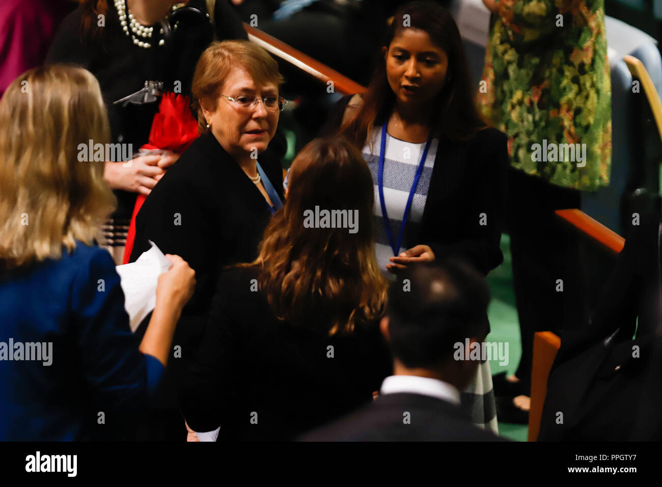 New York, NEW YORK, USA. 25 Septembre, 2018. Michelle Bachelet, secrétaire général adjoint et ancien président du Chili à l'ouverture de la 73e session de l'Assemblée générale de l'ONU au siège de l'Organisation des Nations Unies à New York le mardi, 25. Crédit : William Volcov/ZUMA/Alamy Fil Live News Banque D'Images