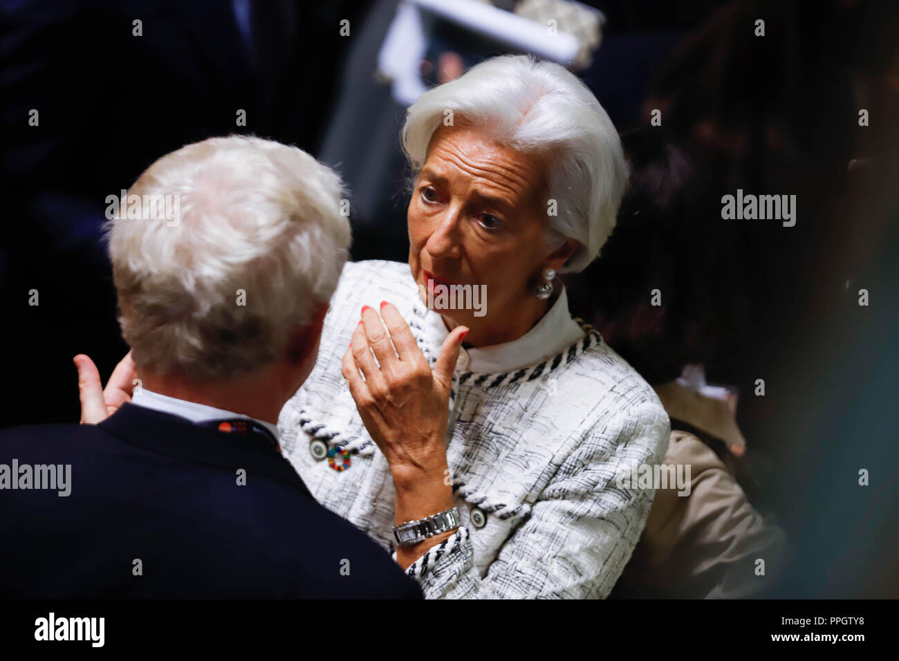 New York, NEW YORK, USA. 25 Septembre, 2018. Christine Lagarde à l'ouverture de la 73e session de l'Assemblée générale de l'ONU au siège de l'Organisation des Nations Unies à New York le mardi, 25. Crédit : William Volcov/ZUMA/Alamy Fil Live News Banque D'Images