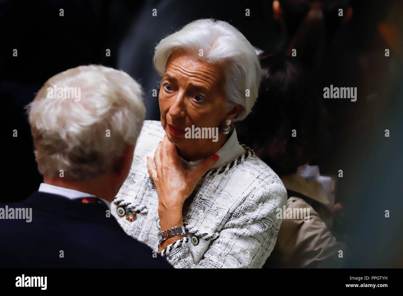 New York, NEW YORK, USA. 25 Septembre, 2018. Christine Lagarde à l'ouverture de la 73e session de l'Assemblée générale de l'ONU au siège de l'Organisation des Nations Unies à New York le mardi, 25. Crédit : William Volcov/ZUMA/Alamy Fil Live News Banque D'Images