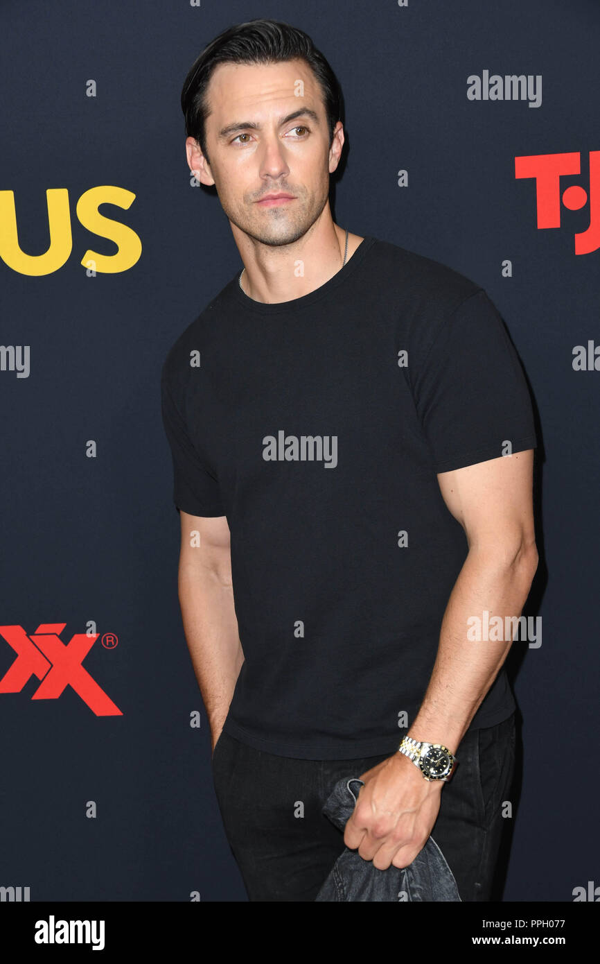 Hollywood, CA, USA. 25 Septembre, 2018. 25 septembre 2018 - Hollywood, Californie - Milo Ventimiglia. ''C'est nous'' Saison 3 Premiere partie tenue au Paramount Theatre à Paramount Studios. Crédit photo : Birdie Thompson/AdMedia Crédit : Birdie Thompson/AdMedia/ZUMA/Alamy Fil Live News Banque D'Images